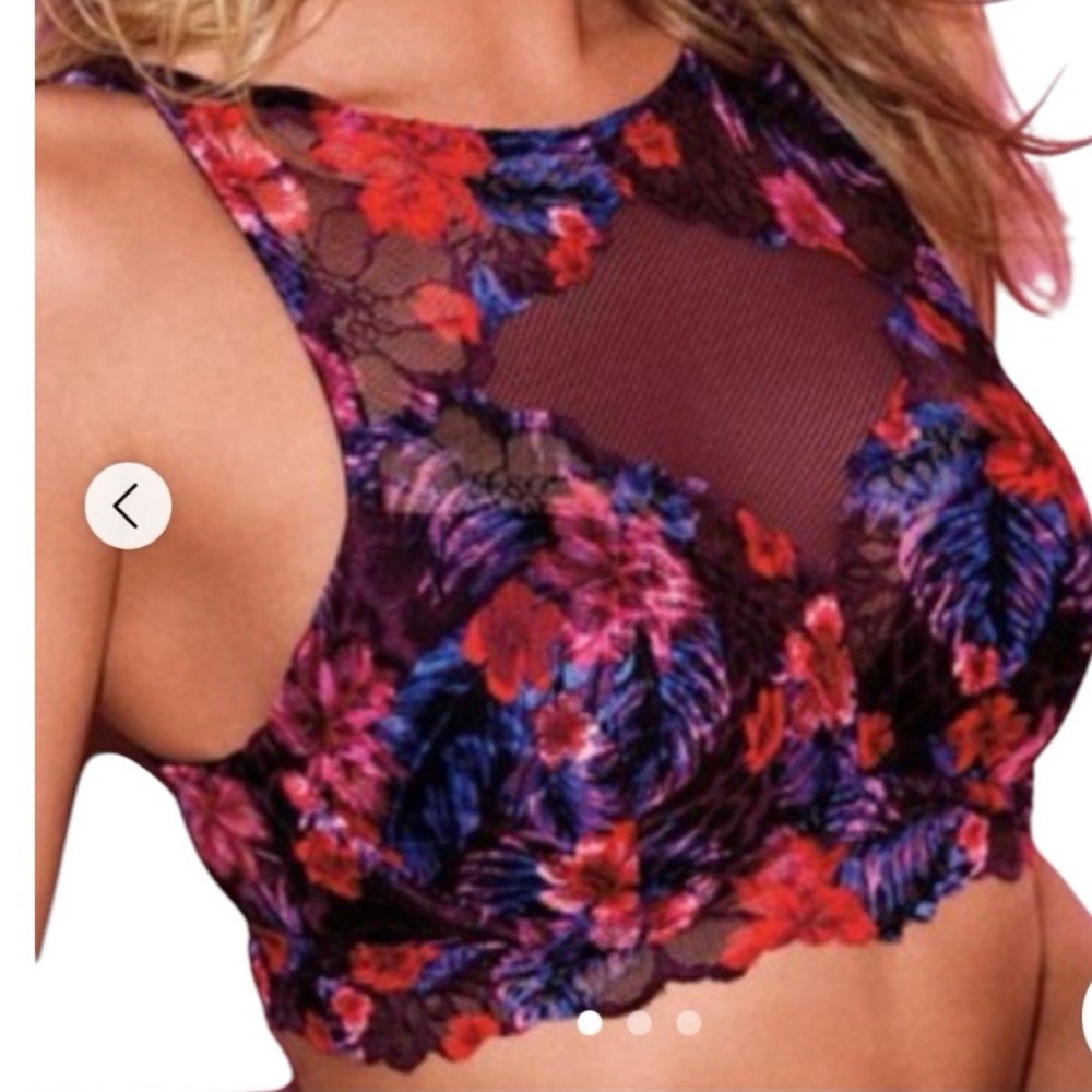 VICTORIA SECRET PINK VIVID FLORAL LACE PADDED UNDERWIRE BRA SIZE M DD - Picture 2 of 16